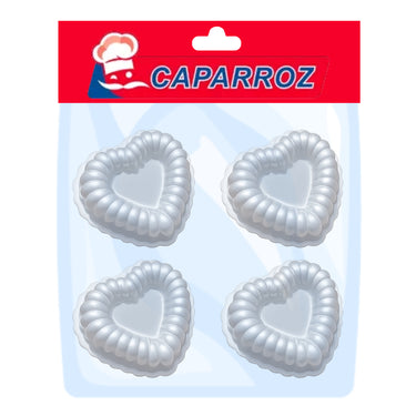 Decorative Heart-Shaped Mini Aluminum Baking Pans – Set of 4 (3.5 x 1.6 in) | Caparroz